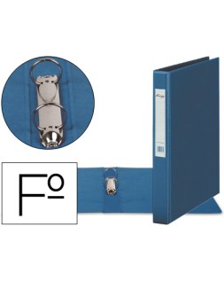 Carpeta 2 anillas 40 mm plastico pardo folio azul