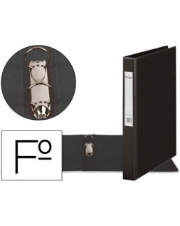 Carpeta 2 anillas 40 mm plastico pardo folio negro