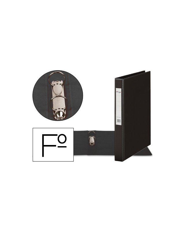 Carpeta 2 anillas 40 mm plastico pardo folio negro