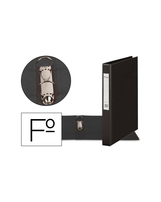 Carpeta 2 anillas 40 mm plastico pardo folio negro