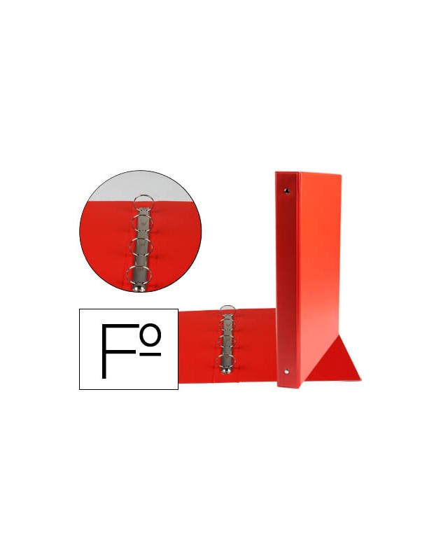 Carpeta liderpapel 4 anillas 25 mm redondas plastico folio color rojo