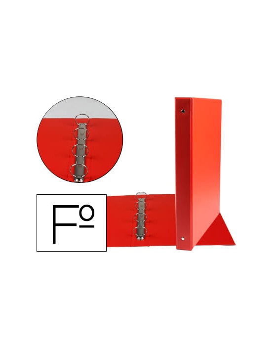 Carpeta liderpapel 4 anillas 25 mm redondas plastico folio color rojo
