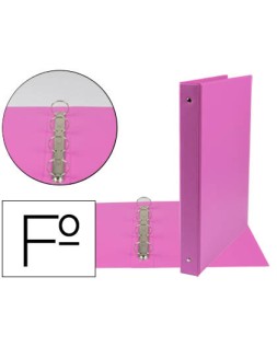 Carpeta liderpapel 4 anillas 25 mm redondas plastico folio color fucsia