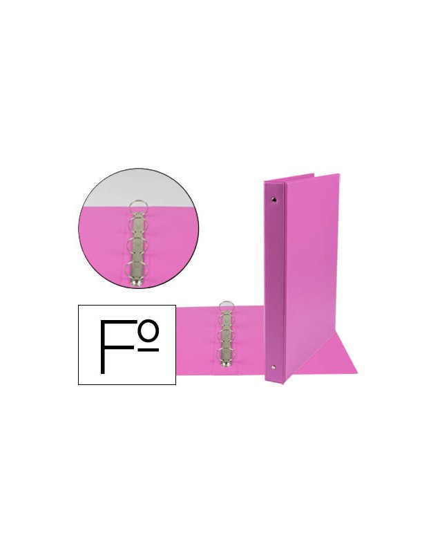 Carpeta liderpapel 4 anillas 25 mm redondas plastico folio color fucsia