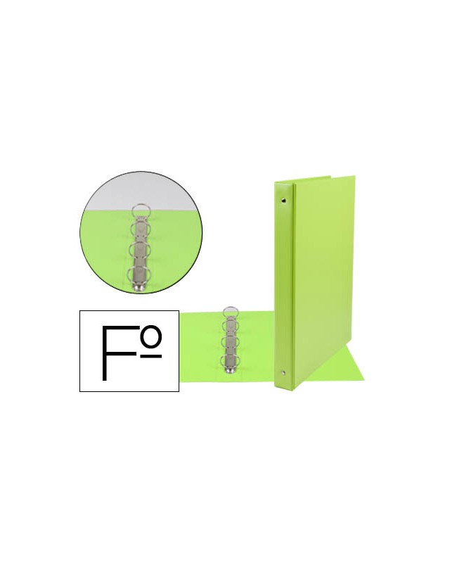 Carpeta liderpapel 4 anillas 25 mm redondas plastico folio color verde pistacho