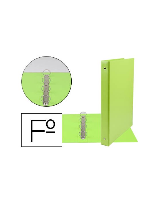 Carpeta liderpapel 4 anillas 25 mm redondas plastico folio color verde pistacho