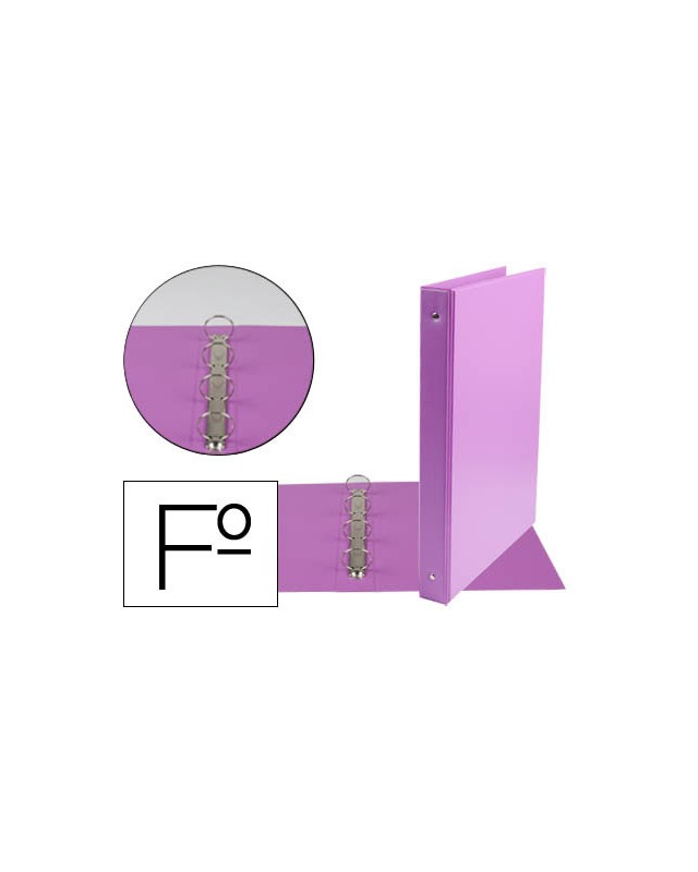 Carpeta liderpapel 4 anillas 25 mm redondas plastico folio color lila