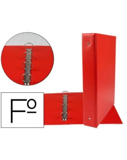 Carpeta liderpapel 4 anillas 40 mm redondas plastico folio color rojo