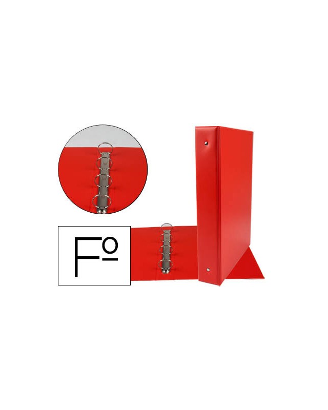 Carpeta liderpapel 4 anillas 40 mm redondas plastico folio color rojo