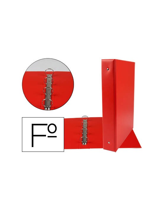 Carpeta liderpapel 4 anillas 40 mm redondas plastico folio color rojo