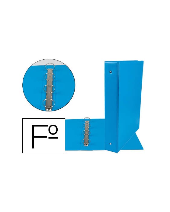 Carpeta liderpapel 4 anillas 40 mm redondas plastico folio color celeste