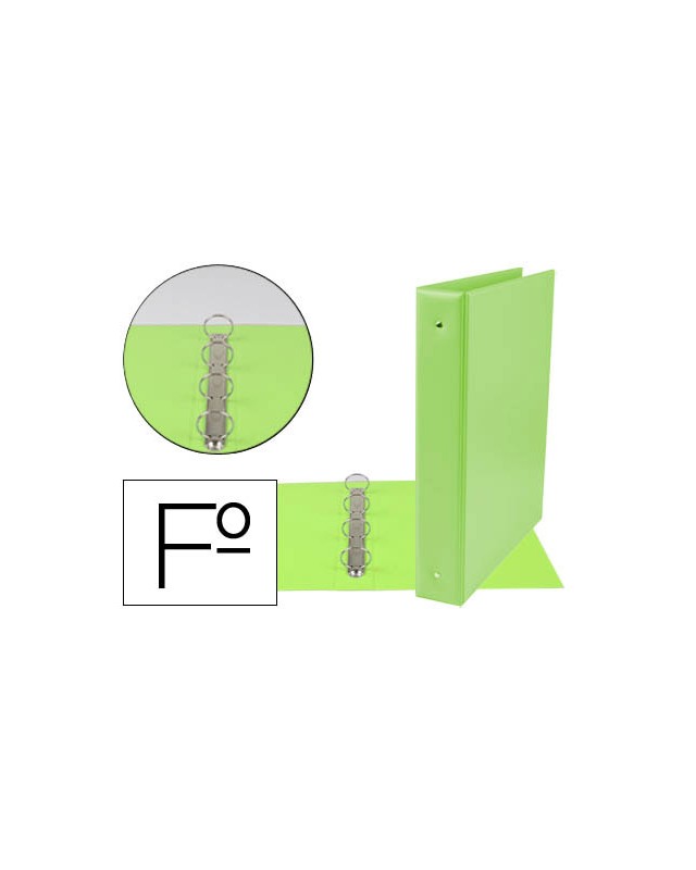 Carpeta liderpapel 4 anillas 40 mm redondas plastico folio color verde pistacho