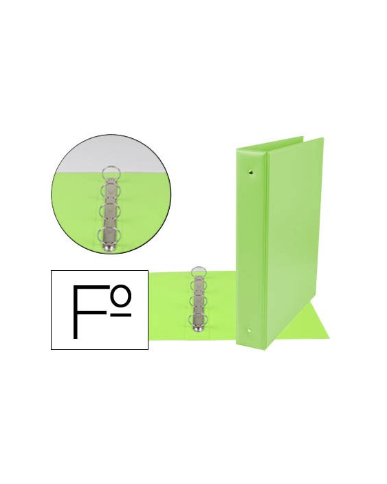 Carpeta liderpapel 4 anillas 40 mm redondas plastico folio color verde pistacho