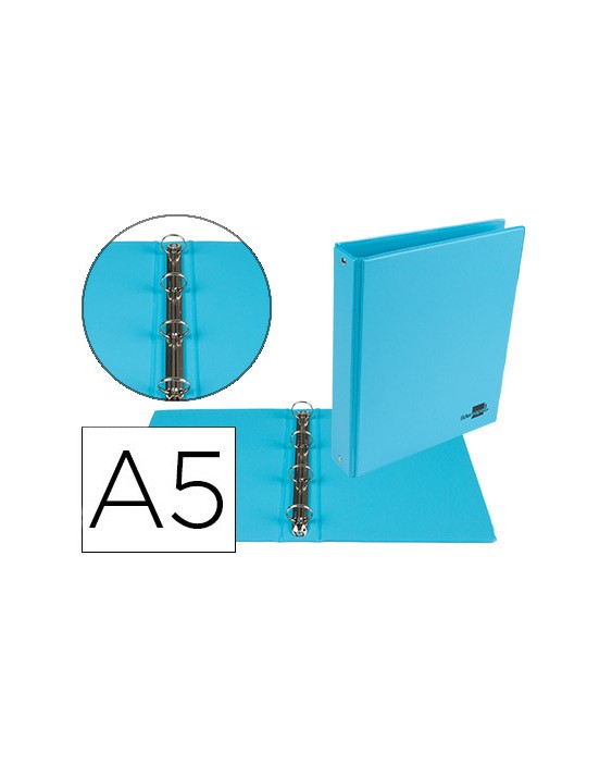 Carpeta de 4 anillas 25 mm redondas liderpapel a5 carton forrado pvc azul