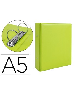 Carpeta de 2 anillas 40 mm redondas liderpapel a5 carton forrado pvc verde