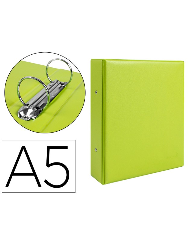 Carpeta de 2 anillas 40 mm redondas liderpapel a5 carton forrado pvc verde