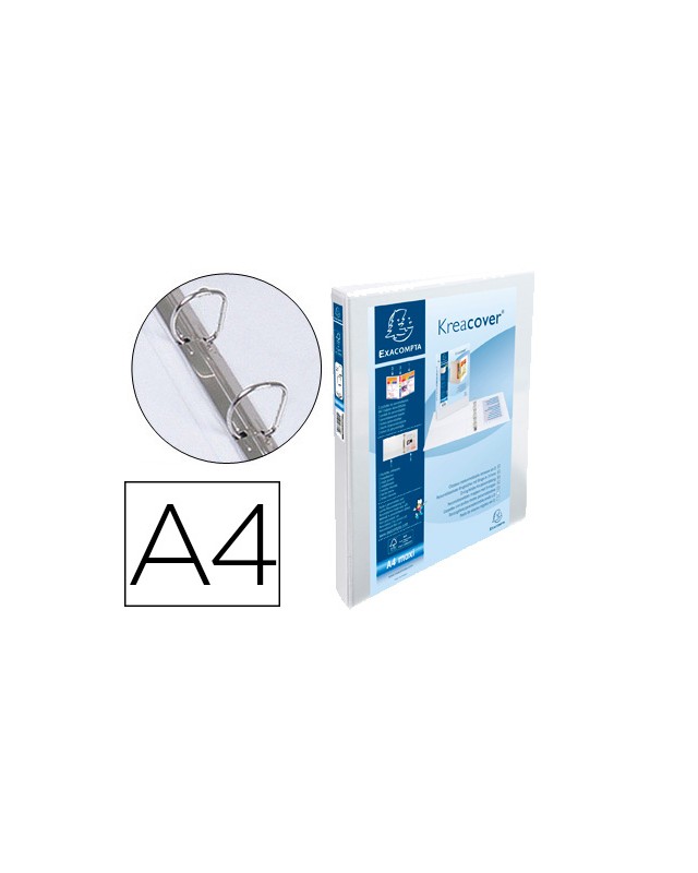 Carpeta exacompta canguro 2 anillas 16 mm din a4+ carton forrado polipropileno personalizable 3 bolsillos
