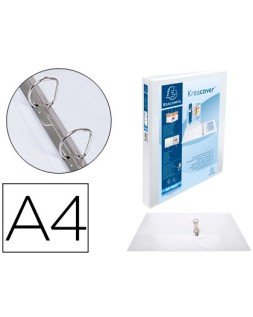 Carpeta exacompta canguro 2 anillas 30 mm din a4+ carton forrado polipropileno personalizable 3 bolsillos
