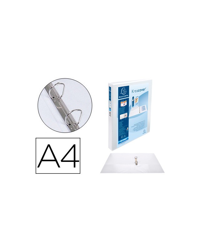 Carpeta exacompta canguro 2 anillas 30 mm din a4+ carton forrado polipropileno personalizable 3 bolsillos