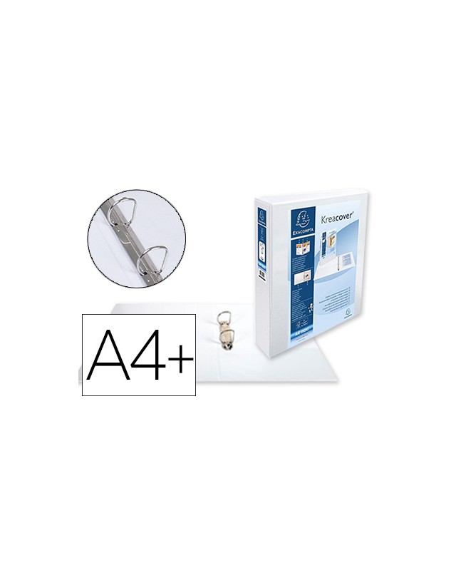 Carpeta exacompta canguro 2 anillas 40 mm din a4+ carton forrado polipropileno personalizable 3 bolsillos