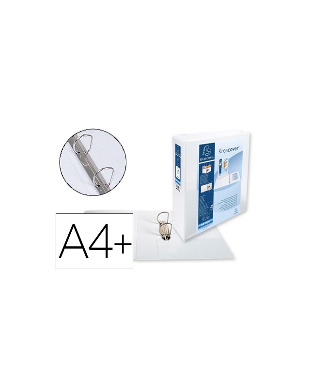 Carpeta exacompta canguro 2 anillas 50 mm din a4+ carton forrado polipropileno personalizable 3 bolsillos
