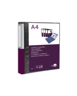 Carpeta liderpapel canguro 2 anillas 25 mm mixtas polipropileno din a4 negro opaco