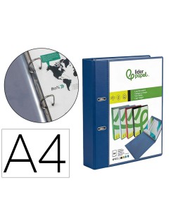 Carpeta liderpapel canguro 2 anillas 25 mm mixtas polipropileno din a4 azul translucido