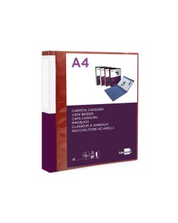 Carpeta liderpapel canguro 2 anillas 25 mm mixtas polipropileno din a4 rojo translucido