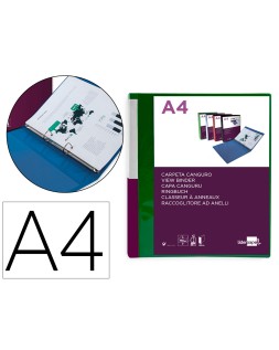 Carpeta liderpapel canguro 2 anillas 25 mm mixtas polipropileno din a4 verde translucido