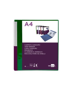 Carpeta liderpapel canguro 2 anillas 25 mm mixtas polipropileno din a4 verde translucido