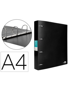 Carpeta liderpapel 4 anillas 40 mm mixtas polipropileno din a4 negro opaco