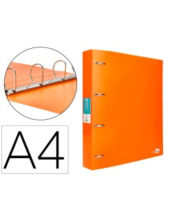 Carpeta liderpapel 4 anillas mixtas 40 mm polipropileno din a4 naranja fluor opaco