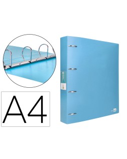 Carpeta liderpapel 4 anillas mixtas 40 mm polipropileno din a4 celeste opaco