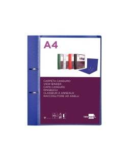 Carpeta liderpapel canguro 2 anillas 40 mm mixtas polipropileno din a4 azul translucido