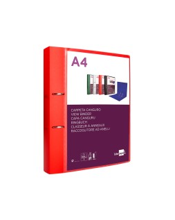 Carpeta liderpapel canguro 2 anillas 40 mm mixtas polipropileno din a4 rojo translucido