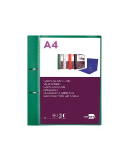 Carpeta liderpapel canguro 2 anillas 40 mm mixtas polipropileno din a4 verde translucido