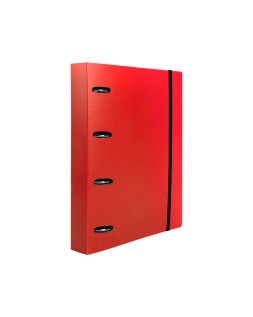 Carpeta con recambio liderpapel a4 cuadro 5mm 100 hojas 80g polipropileno 4 anillas mixtas 25mm rojo