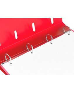 Carpeta con recambio liderpapel a4 cuadro 5mm 100 hojas 80g polipropileno 4 anillas mixtas 25mm rojo