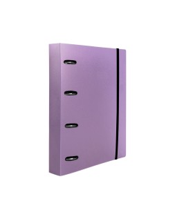 Carpeta con recambio liderpapel a4 cuadro 5mm 100 hojas 80g polipropileno 4 anillas mixtas 25mm lavanda