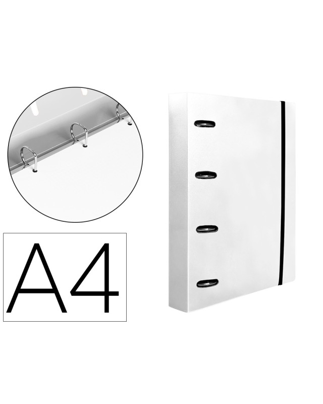 Carpeta con recambio liderpapel a4 cuadro 5mm 100 hojas 80g polipropileno 4 anillas 40mm transparente