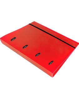 Carpeta con recambio liderpapel a4 cuadro 5mm 100 hojas 80g polipropileno 4 anillas 40mm rojo translucido