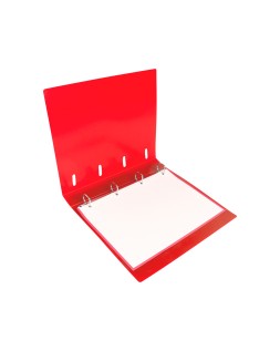 Carpeta con recambio liderpapel a4 cuadro 5mm 100 hojas 80g polipropileno 4 anillas 40mm rojo translucido