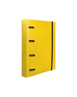 Carpeta con recambio liderpapel a4 cuadro 5mm 100 hojas 80g polipropileno 4 anillas 40mm amarillo fluor