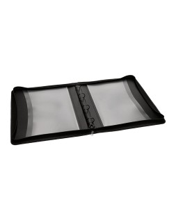 Carpeta liderpapel 4 anillas 25 mm polipropileno cierre cremallera 4 bolsillos interiores con ribete color negro