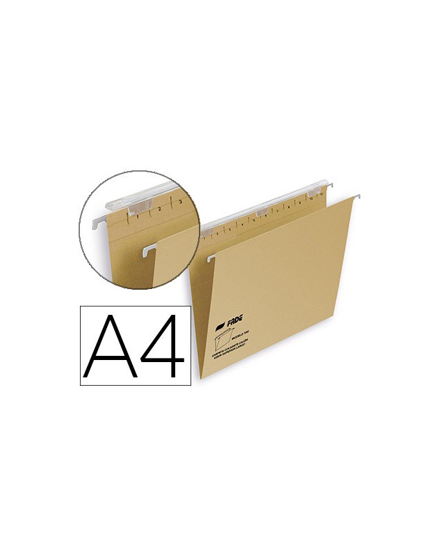 Carpeta colgante fade tiki din a4 visor superior 290 mm efecto lupa kraft eco 230 g/m lomo v