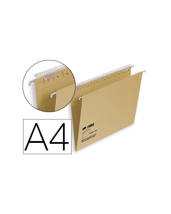 Carpeta colgante fade tiki din a4 visor superior 290 mm efecto lupa kraft eco 230 g/m lomo v