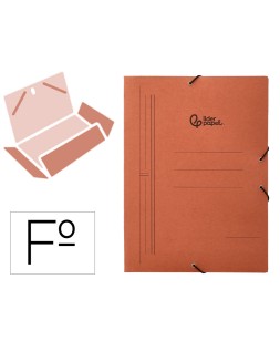 Carpeta liderpapel gomas tres solapas carton compacto folio color cuero