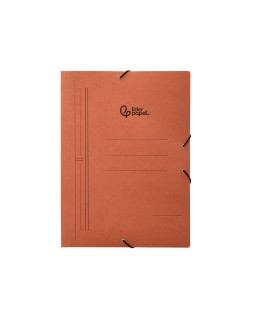 Carpeta liderpapel gomas tres solapas carton compacto folio color cuero