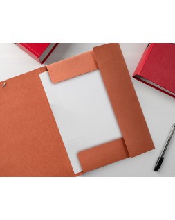 Carpeta liderpapel gomas tres solapas carton compacto folio color cuero