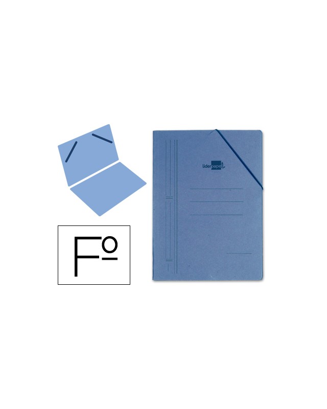 Carpeta liderpapel gomas folio sencilla carton compacto azul